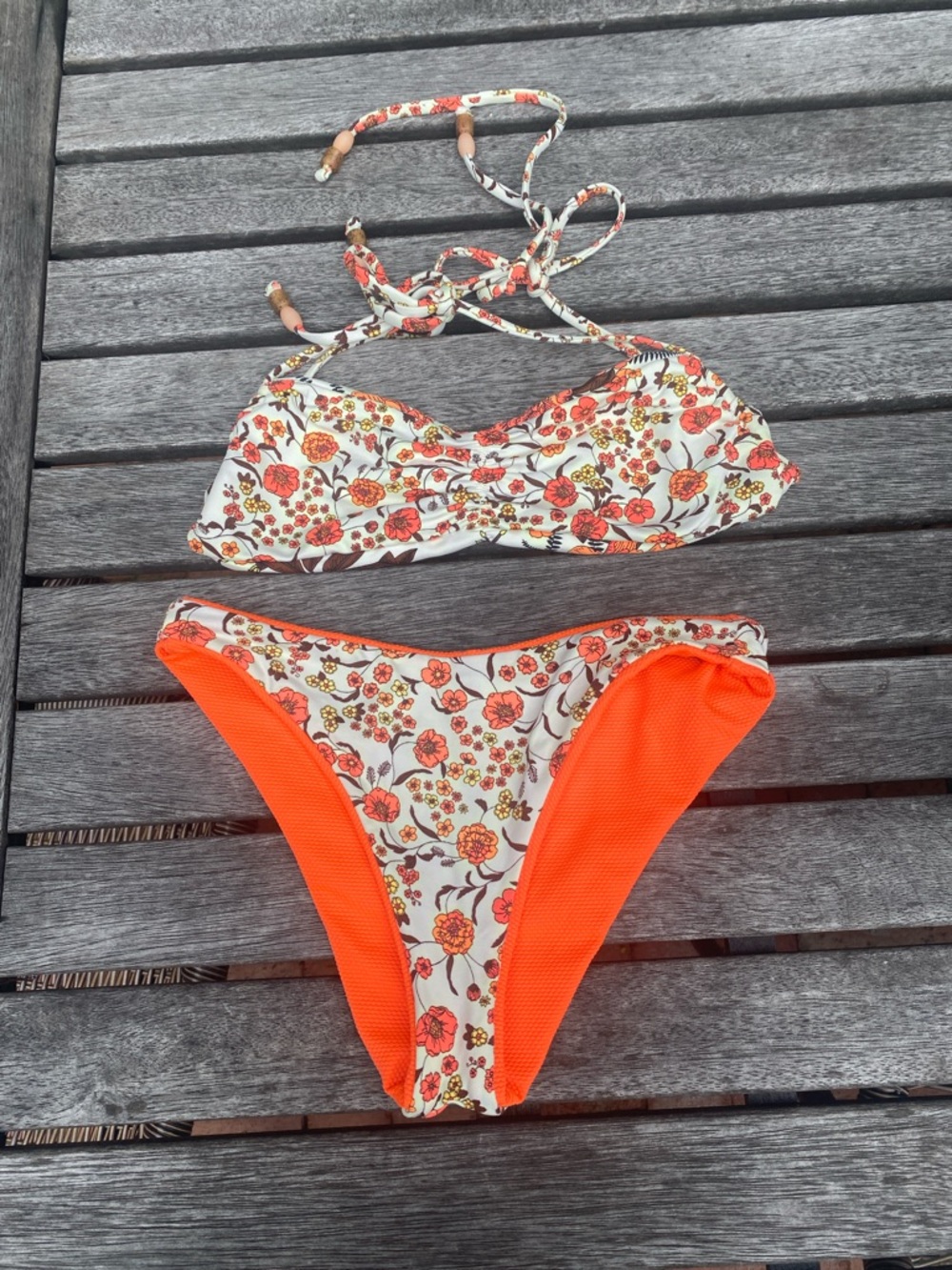 Floral Print Orange bikini by Maaji   Size xs